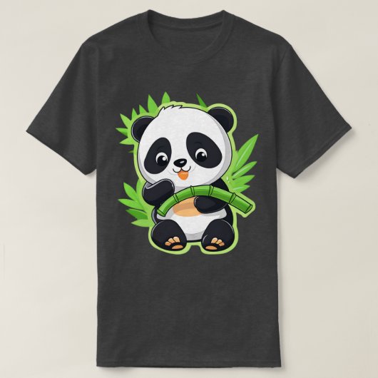 Cute Panda eet Bamboo T-shirt (Design voorkant)