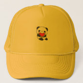 Cute Panda Eet Watermeloen Gele Trucker Hoed Pet (Voorkant)