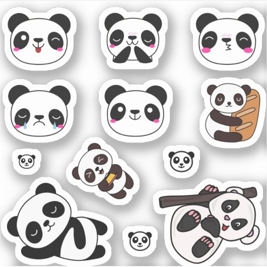 Cute Panda Emoji Sticker Pack (Voorkant)