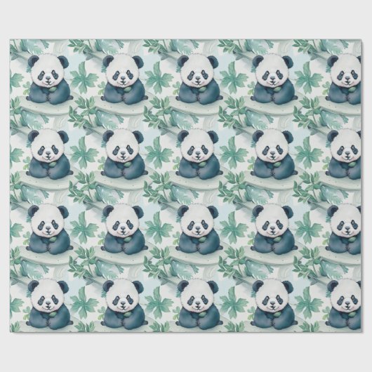 Cute panda en bamboeboom cadeaupapier (Vlak)