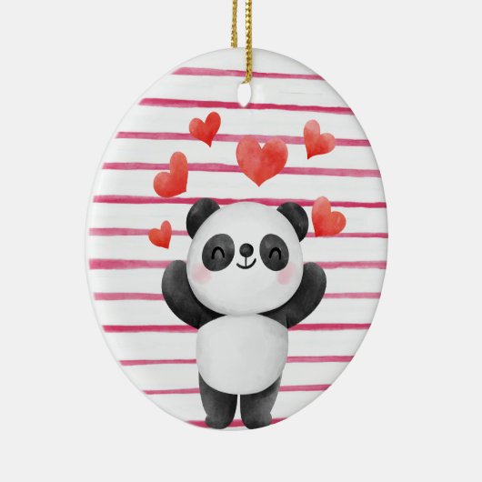 Cute Panda en hart Keramisch Ornament (Rechts)