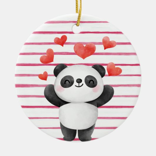 Cute Panda en hart Keramisch Ornament (Voorkant)