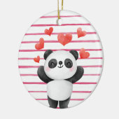 Cute Panda en hart Keramisch Ornament (Links)