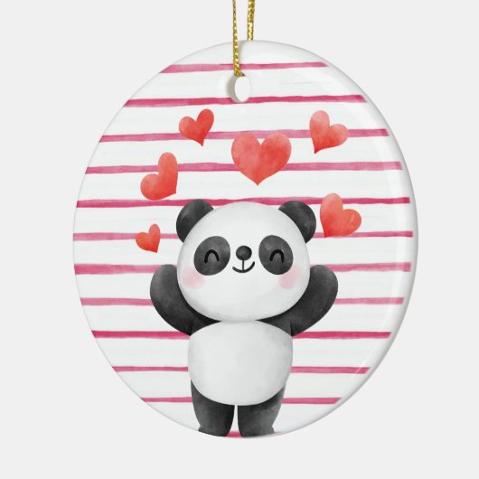 Cute Panda en hart Keramisch Ornament (Links)