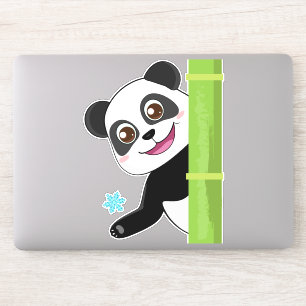 Cute panda en sneeuwvlokken sticker