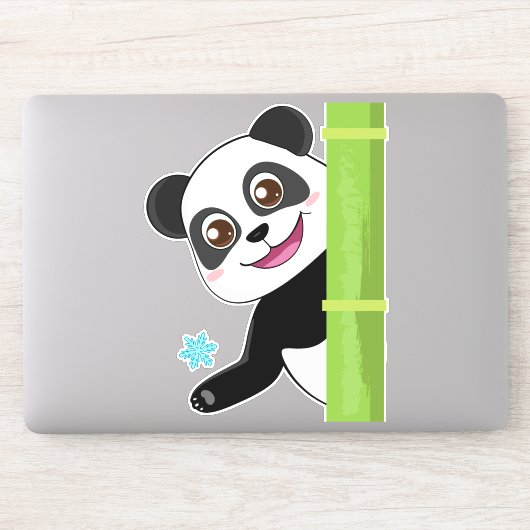 Cute panda en sneeuwvlokken sticker (Computer)