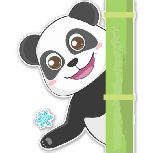 Cute panda en sneeuwvlokken sticker (Voorkant)
