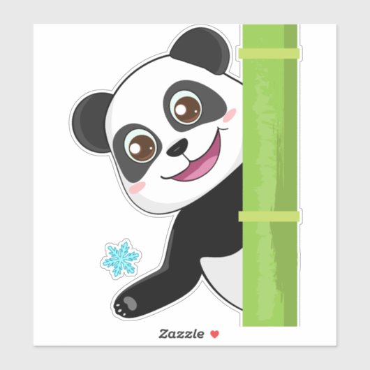 Cute panda en sneeuwvlokken sticker (Vel)
