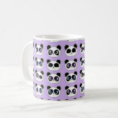 Cute Panda Expression Paars Koffiemok (Voorkant links)