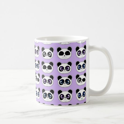 Cute Panda Expression Paars Koffiemok (Rechts)