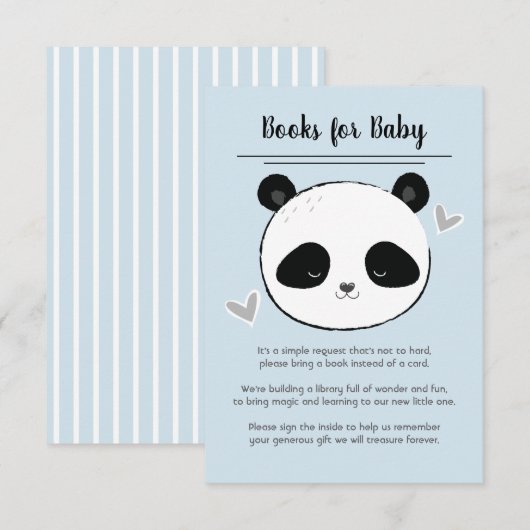 Cute Panda Face Books for Baby Request Kaart (Voorkant / Achterkant)