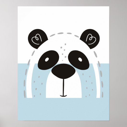Cute Panda Face Colorblock Poster (Voorkant)
