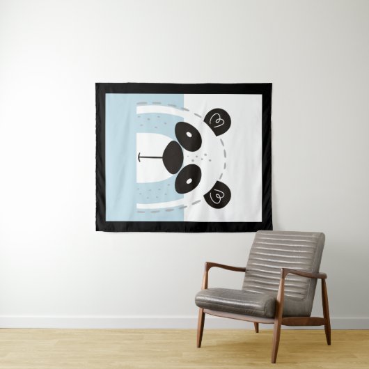 Cute Panda Face Colorblock Wandkleed (In Situ (horizontaal))