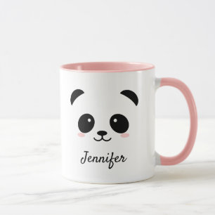 Cute panda face gepersonaliseerde roze mok