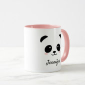 Cute panda face gepersonaliseerde roze mok (Voorkant rechts)