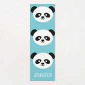 Cute Panda Face Kawaii Persoonlijk Blauw Patroon Yogamat (Voorkant)
