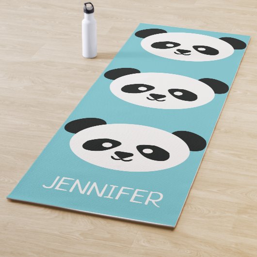 Cute Panda Face Kawaii Persoonlijk Blauw Patroon Yogamat (In situ)