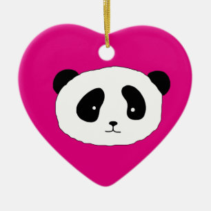 Cute Panda Face motief roze Keramisch Ornament