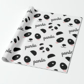 Cute Panda Face Pattern Birthday White Cadeaupapier (Uitgerold)