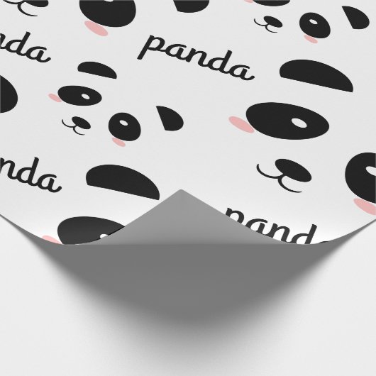 Cute Panda Face Pattern Birthday White Cadeaupapier (Hoek)
