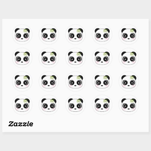 Cute panda face ronde sticker (Vel)
