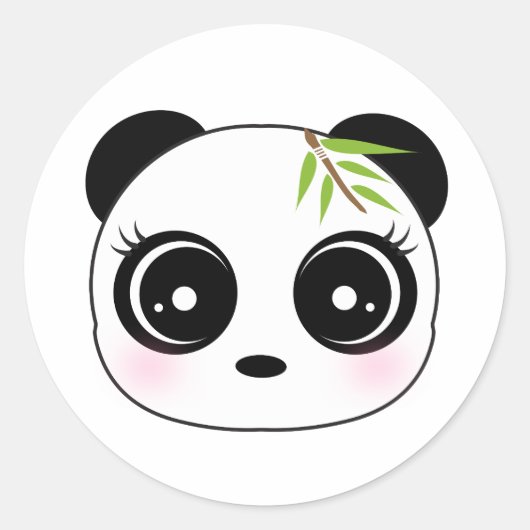 Cute panda face ronde sticker (Voorkant)