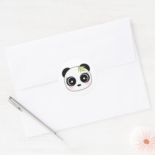 Cute panda face ronde sticker (Envelop)