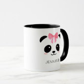 Cute panda face roze lint gepersonaliseerd mok (Voorkant rechts)
