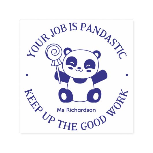 Cute Panda Fantastic Job Teacher Aanmoediging Zelfinktende Stempel (Design)