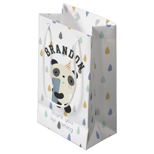  Cute Panda First Birthday Klein Cadeauzakje (Voorkant Gekanteld)