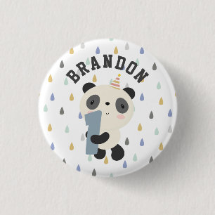  Cute Panda First Birthday Ronde Button 3,2 Cm