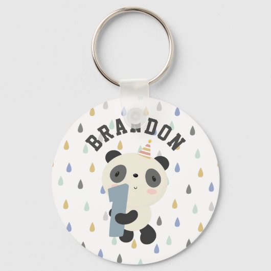 Cute Panda First Birthday Sleutelhanger (Voorkant)