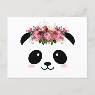 Cute panda florale kroon briefkaart