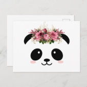 Cute panda florale kroon briefkaart (Voorkant / Achterkant)