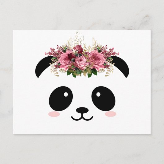 Cute panda florale kroon briefkaart (Voorkant)