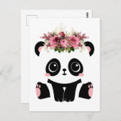 Cute panda florale kroon briefkaart (Voorkant / Achterkant)