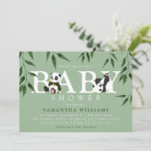 Cute Panda & Foliage Neutraal Baby shower Kaart (Staand voorkant)