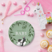 Cute Panda & Foliage Neutraal Baby shower Papieren Bordje (Feest)