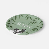 Cute Panda & Foliage Neutraal Baby shower Papieren Bordje (Gekanteld)