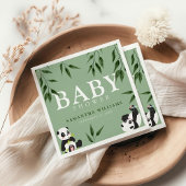 Cute Panda & Foliage Neutraal Baby shower Servet