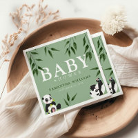 Cute Panda & Foliage Neutraal Baby shower