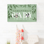 Cute Panda & Foliage Neutraal Baby shower Spandoek (Insitu)