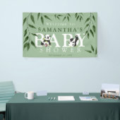Cute Panda & Foliage Neutraal Baby shower Spandoek (Beurs)