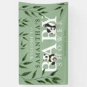 Cute Panda & Foliage Neutraal Baby shower Spandoek (Verticaal)