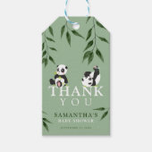 Cute Panda & Foliage Neutrale Baby shower Dank u w Cadeaulabel (Voorkant)