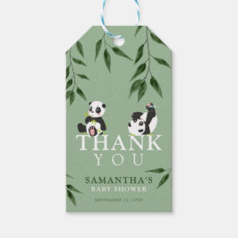 Cute Panda & Foliage Neutrale Baby shower Dank u w Cadeaulabel