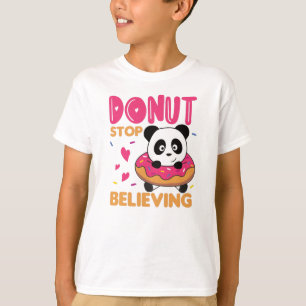 Cute Panda Funny Animals in Donut Pun T-shirt