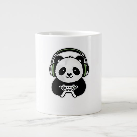 Cute Panda Gamer - Kawaii Gaming Panda with Headse Grote Koffiekop (Voorkant)