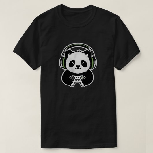 Cute Panda Gamer - Kawaii Gaming Panda with Headse T-shirt (Design voorkant)