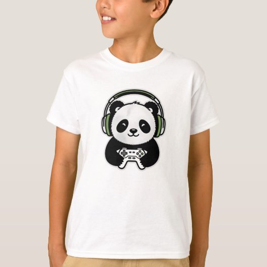 Cute Panda Gamer - Kawaii Gaming Panda with Headse T-shirt (Voorkant)